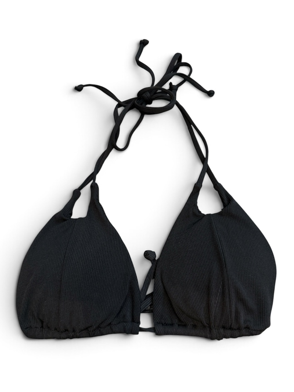 Zaful | EUC Black Ribbed Halter Push-Up Bikini Top